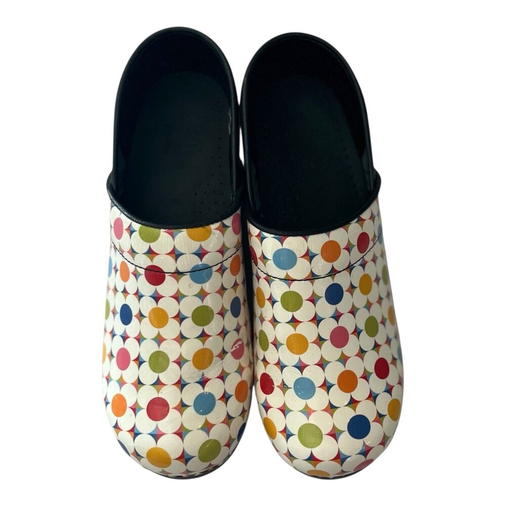 Sanita Womens Clogs Size 38 Shoes Multicolor Nurses Professional Flowers Design - Picture 5 of 10